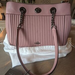 Coach Pink Ribbed Shoulder Bag